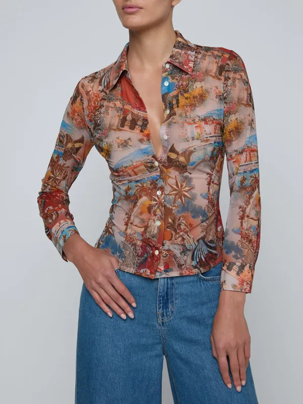 L'agence - Indiana Fitted Blouse - Multi Collage sold by Jessie Boutique