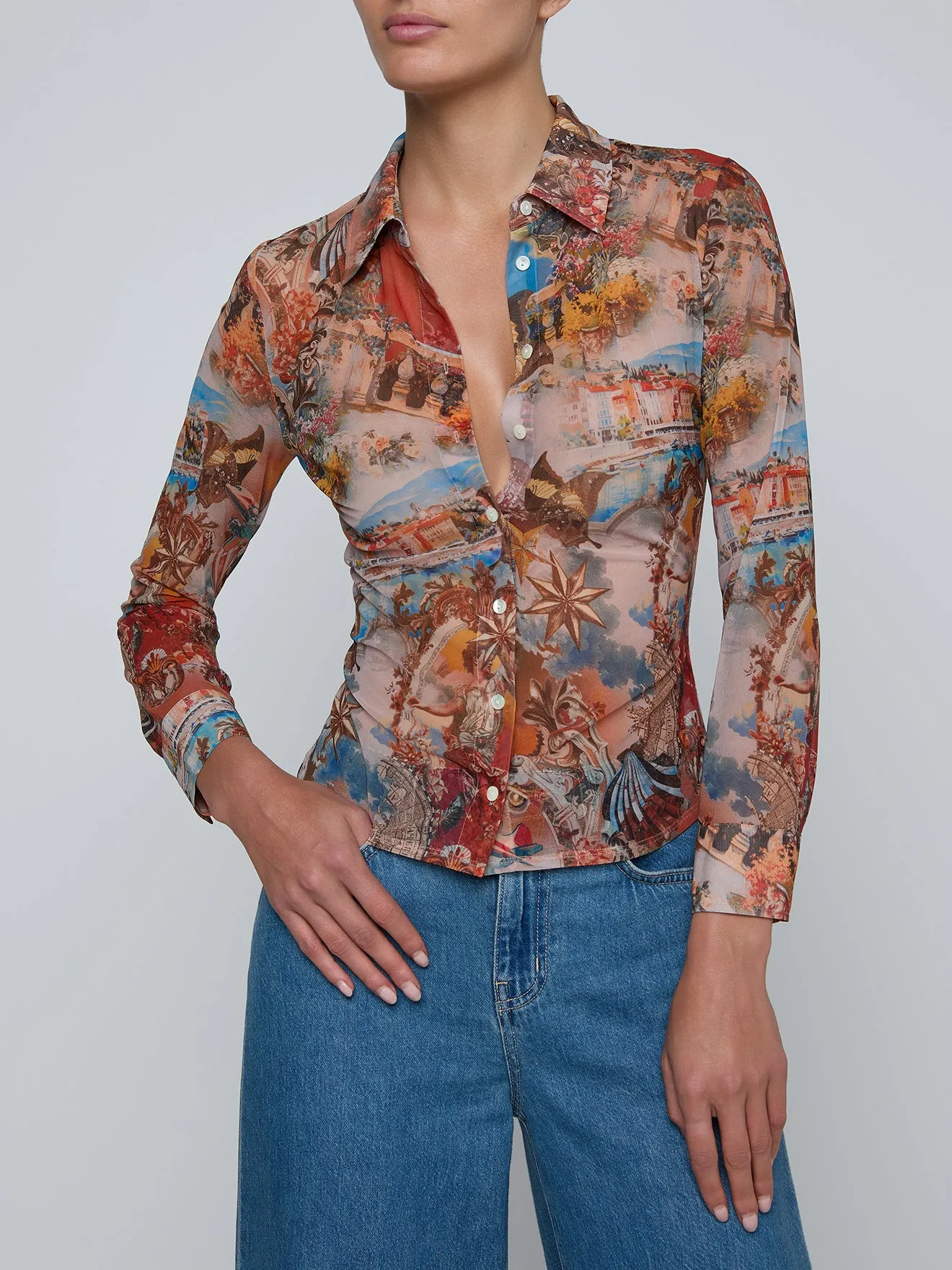 L'agence - Indiana Fitted Blouse - Multi Collage sold by Jessie Boutique