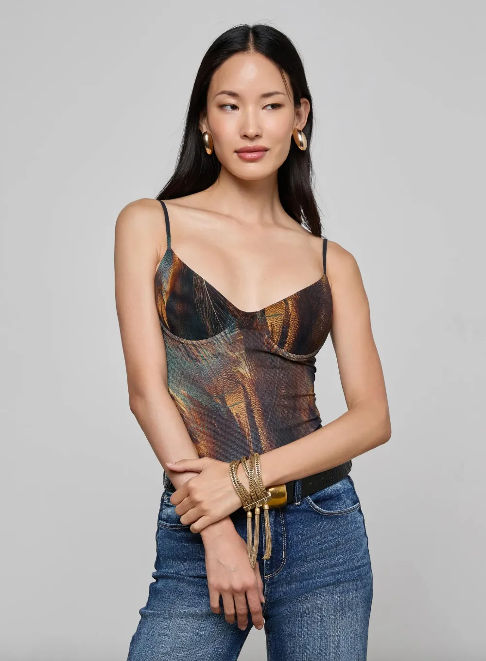 L'agence - Elowen Underwire Bodysuit - Teal Mix Feather sold by Jessie Boutique product image thumbnail 2