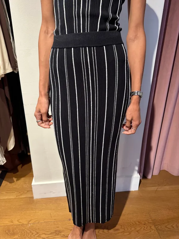 Hevron - Peony Knit Skirt - Black Ivory Stripe sold by Jessie Boutique