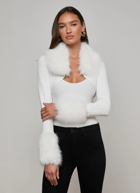 L'Agence - Haru Faux Fur Shrug - Ivory sold by Jessie Boutique
