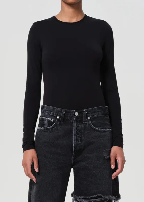 Agolde - Aura Long Sleeve Bodysuit - Black sold by Jessie Boutique