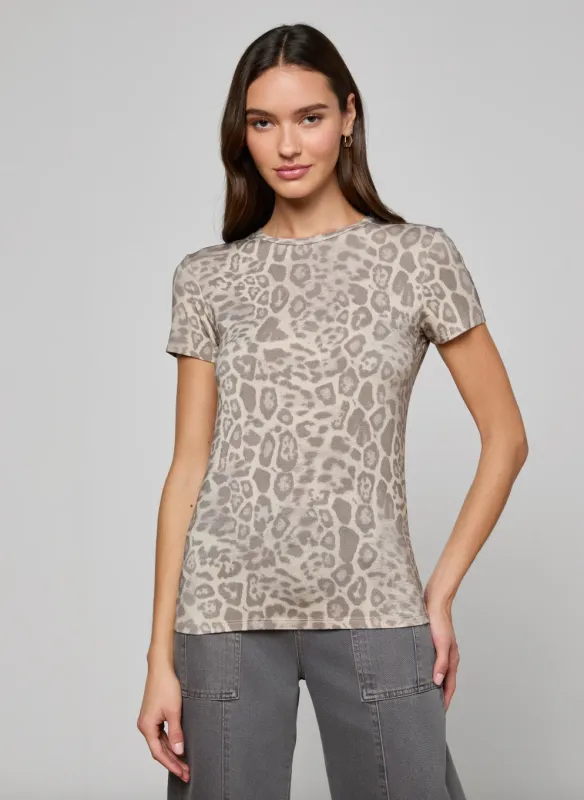 L’agence - Ressi Fitted Tee - Grey Multi Patch Leopard sold by Jessie Boutique
