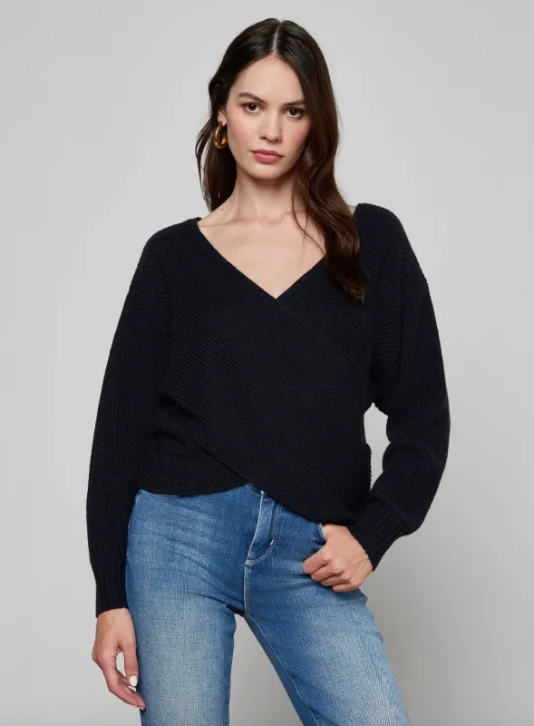 L’agence - Antonella Crossover Sweater - Midnight sold by Jessie Boutique