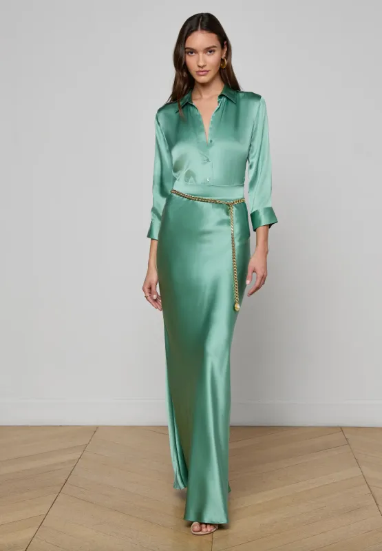 L’agence - Ryker Silk Maxi Skirt - Malachite Green sold by Jessie Boutique