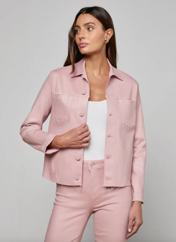 L’agence - Janelle Coated Jean Jacket - Pale Rose Coated sold by Jessie Boutique