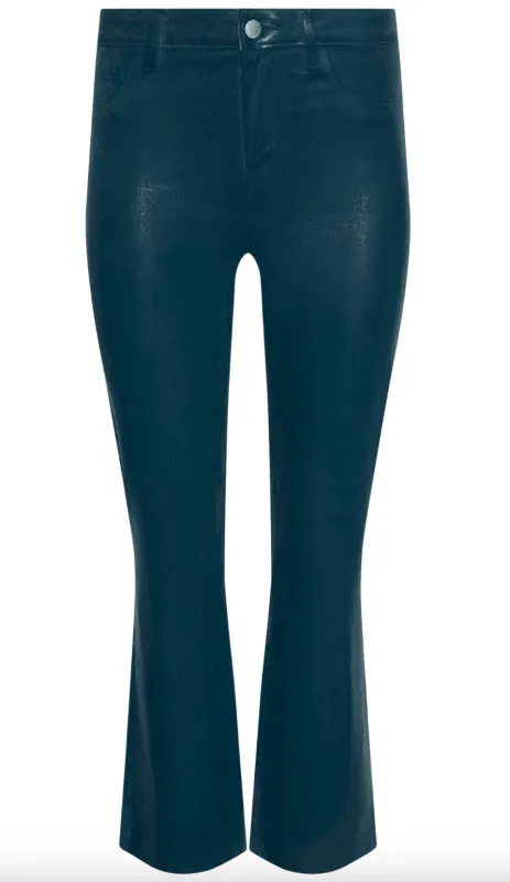 L’agence - Kendra Coated Cropped Flare Jean - Deep Teal sold by Jessie Boutique