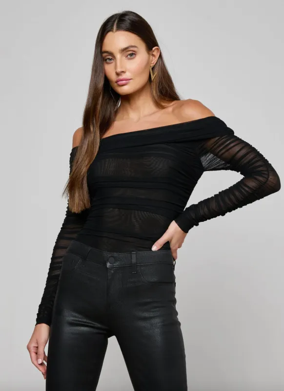 L’agence - Poppie Off-The-Shoulder Bodysuit - Black sold by Jessie Boutique