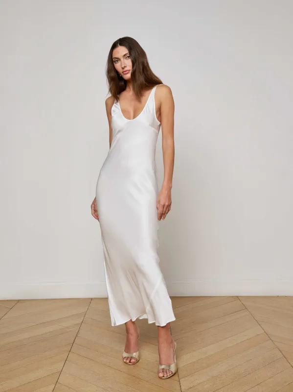 L’agence - Akiya Satin Dress -  White sold by Jessie Boutique