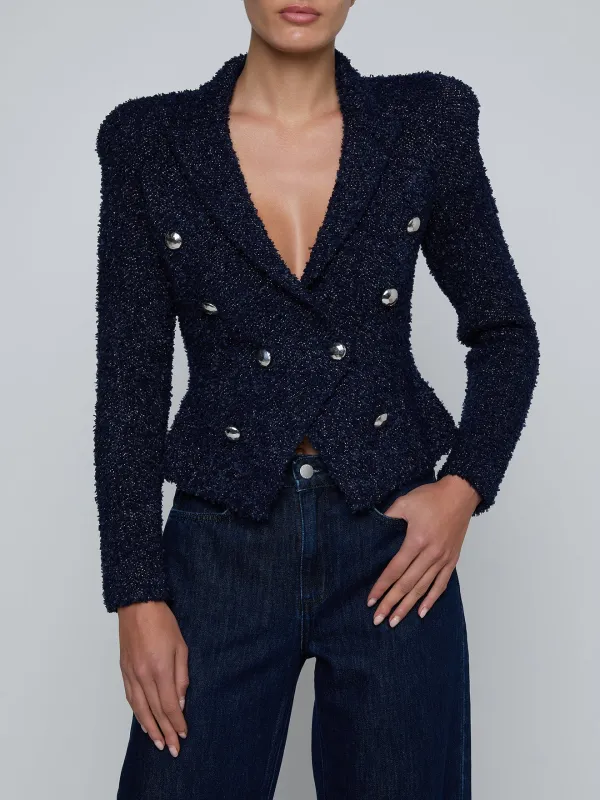 L’agence - Bethany Knit Blazer - Midnight/Nicklel sold by Jessie Boutique