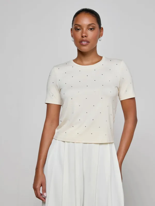 L’agence - Stormy Embellished Tee - Vintage White made by L'AGENCE
