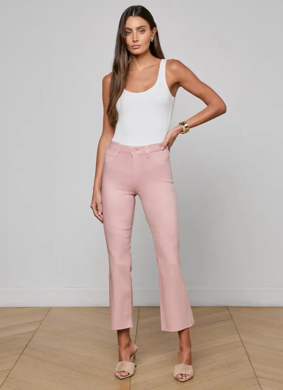 L’agence - Kendra Coated Cropped Flare Jean - Pale Rose Coated sold by Jessie Boutique