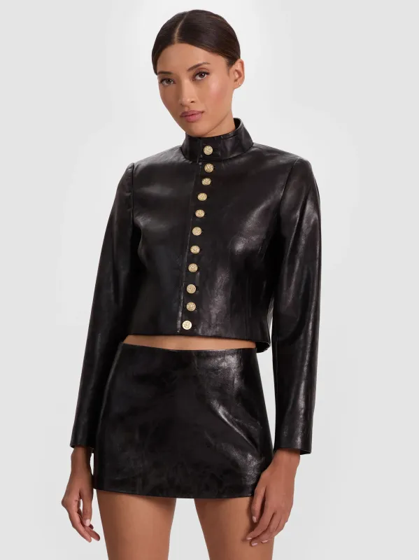 Alice + Olivia - Emerson Vegan Military Jacket - Black sold by Jessie Boutique