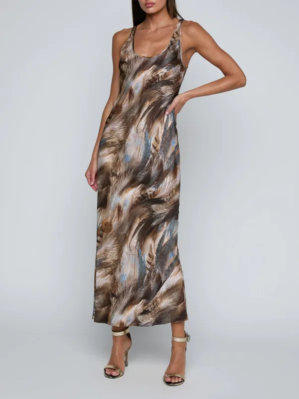 L'agence - Akiya Tank Dress - Neutral Mix Feather sold by Jessie Boutique