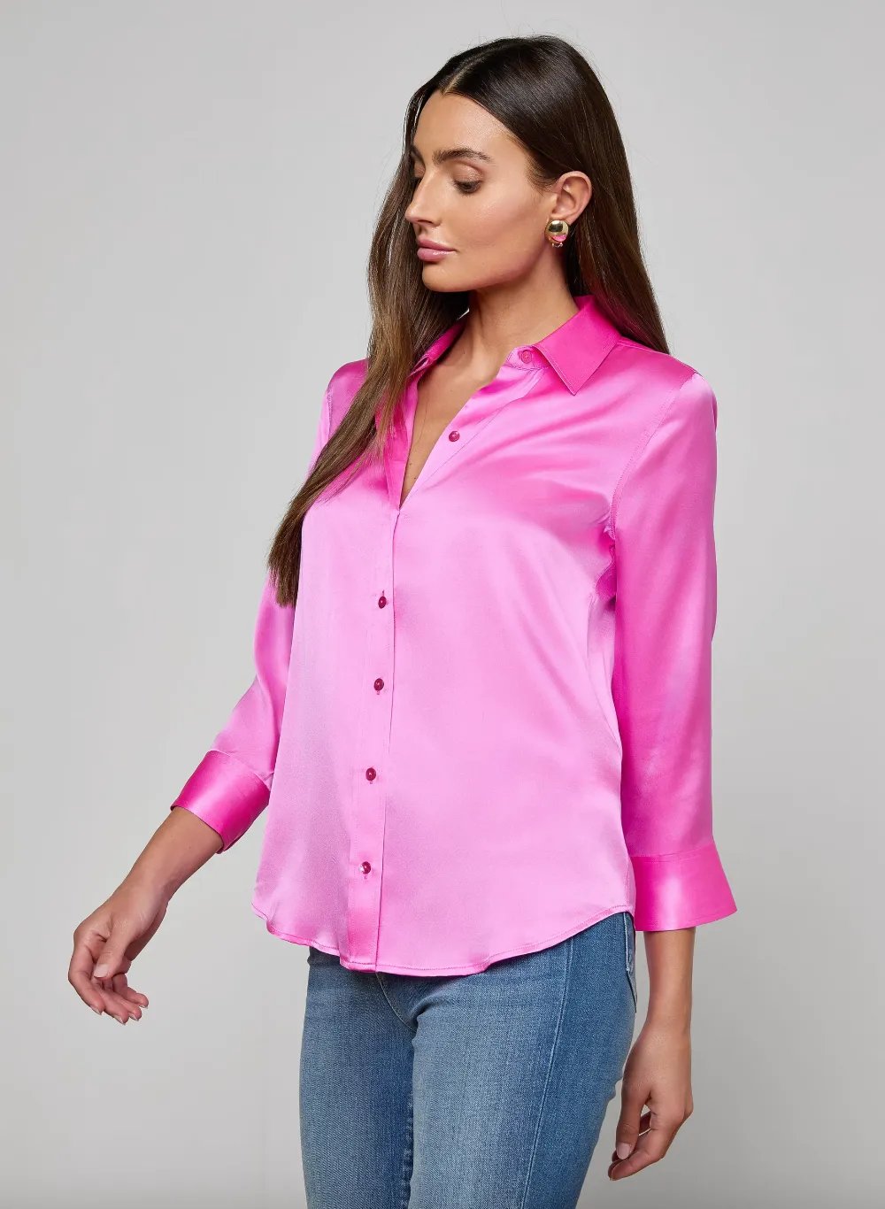 L'agence - Dani Silk Blouse - Fuchsia sold by Jessie Boutique product image thumbnail 2