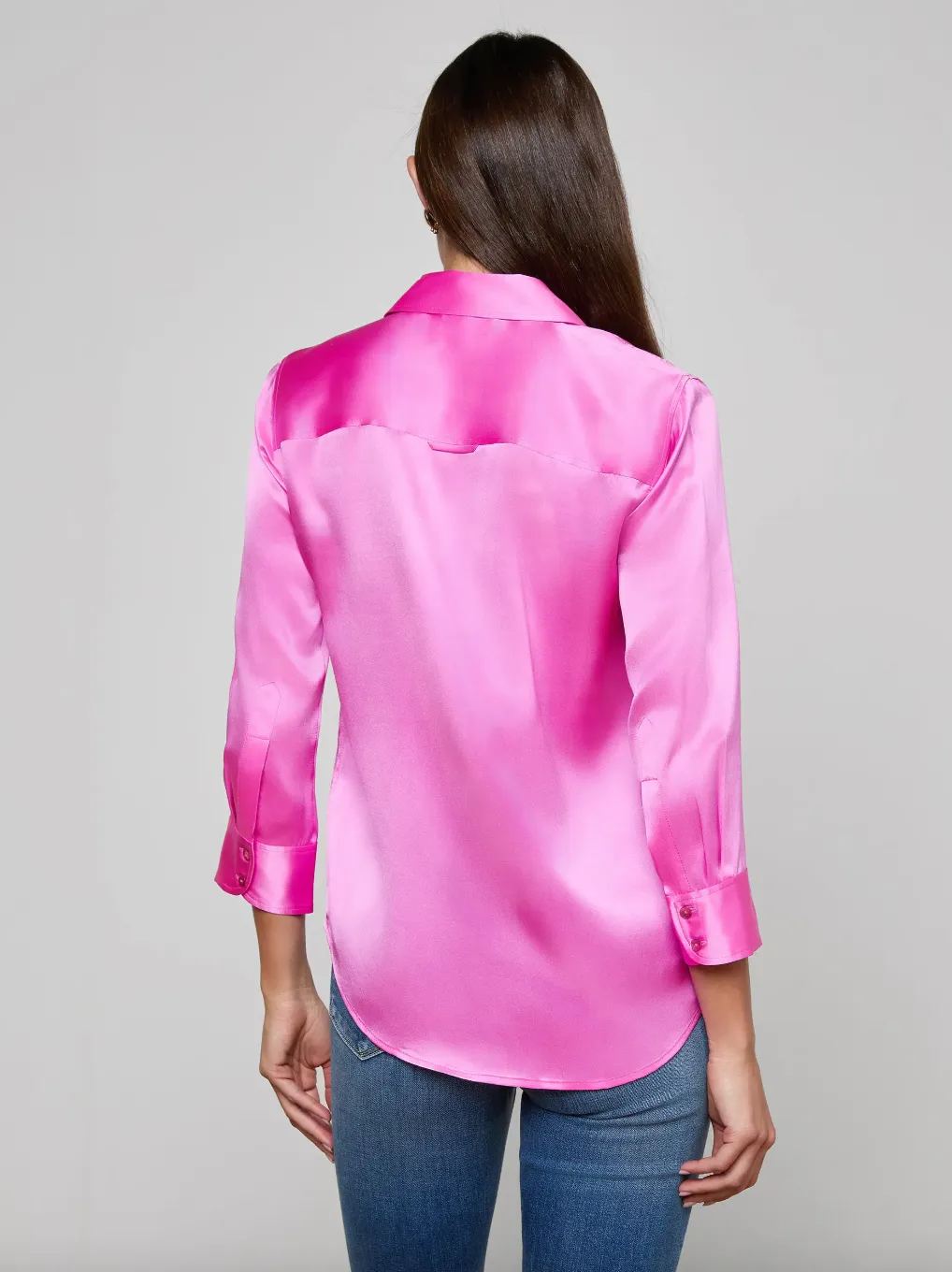 L'agence - Dani Silk Blouse - Fuchsia sold by Jessie Boutique product image thumbnail 3