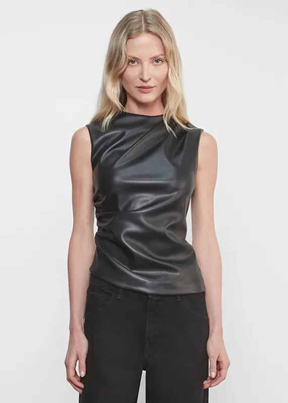 Enza Costa - Leather Twist Top - Black sold by Jessie Boutique