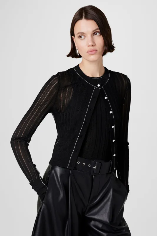 Toccin - Crosby Contrast Tipping Cardigan - Navy/Optic made by Toccin