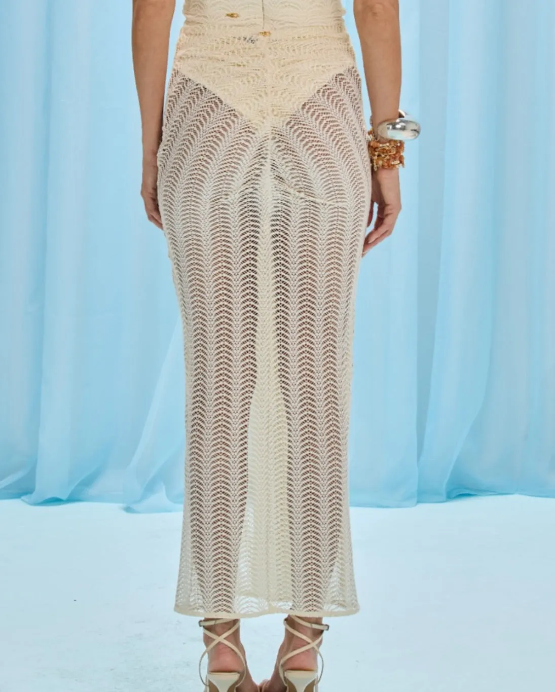 Patbo - Wave Mesh Maxi Skirt - Off White sold by Jessie Boutique product image thumbnail 3