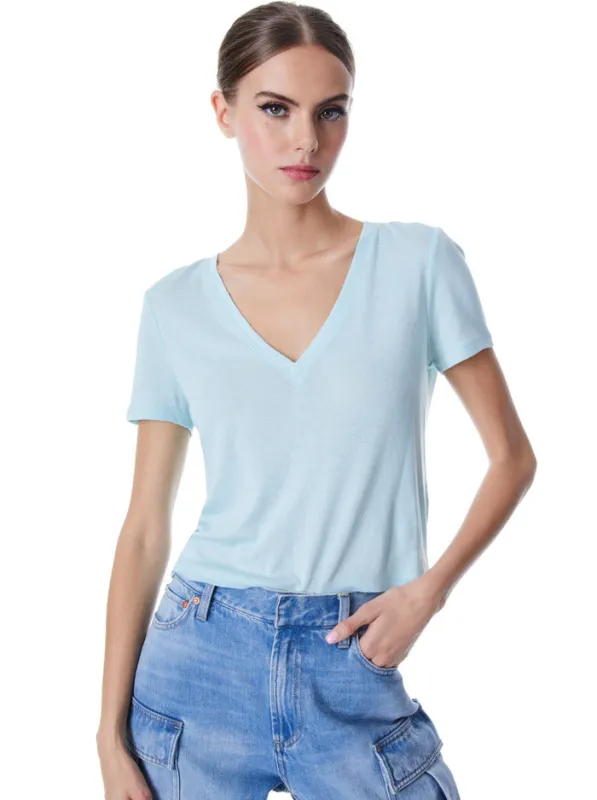 Alice + Olivia - Cindy Classic Cropped V Neck Tee - Julep sold by Jessie Boutique