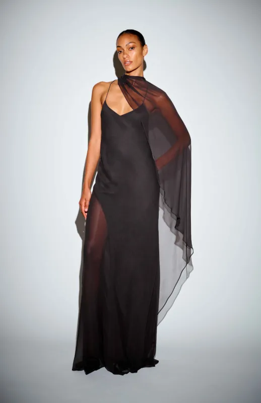 The Sei - Cami Gown W/ Slit and Cape - Carbon sold by Jessie Boutique