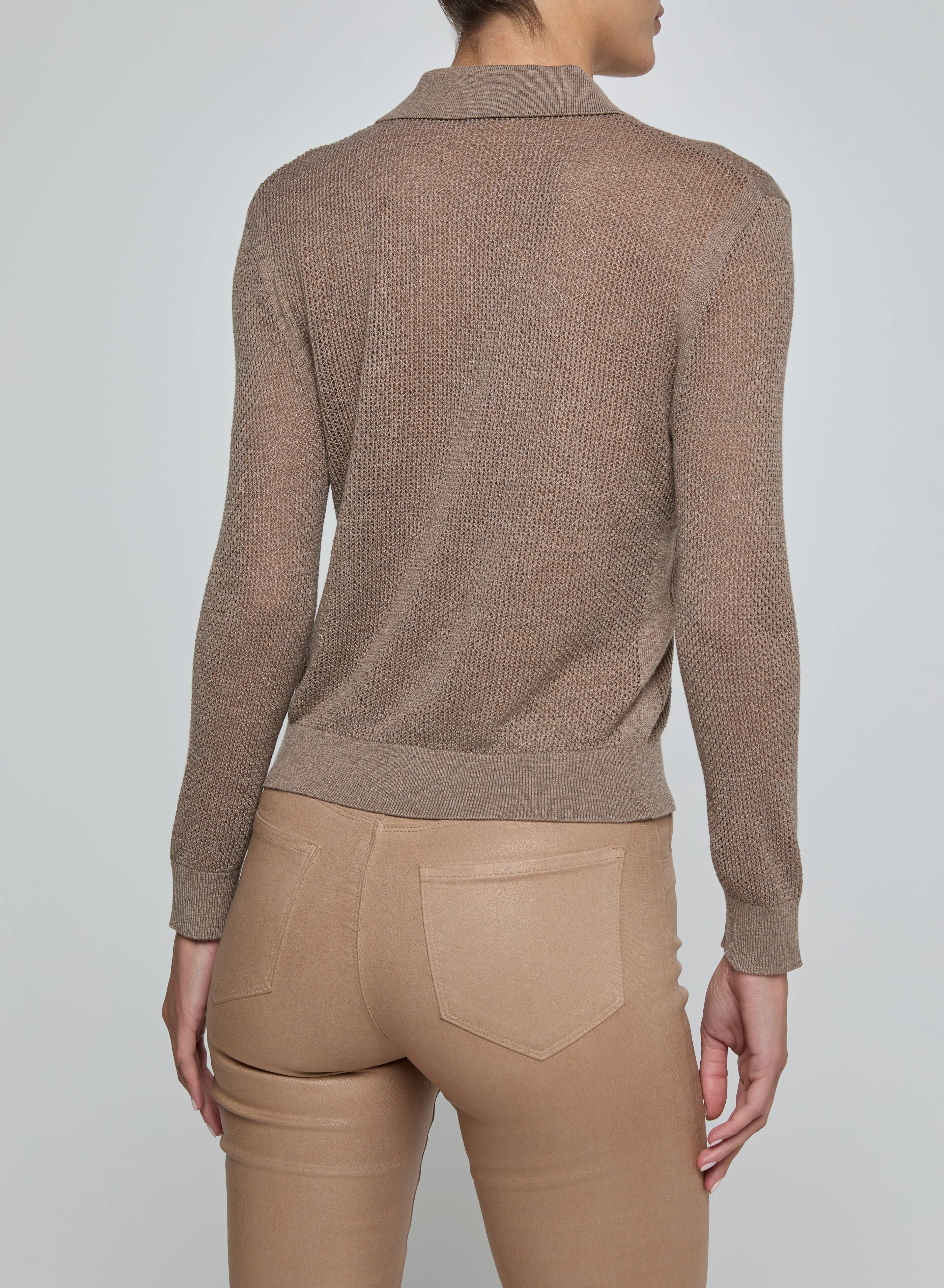 L'agence - Carine Pointelle Collared Sweater - Mushroom sold by Jessie Boutique product image thumbnail 2