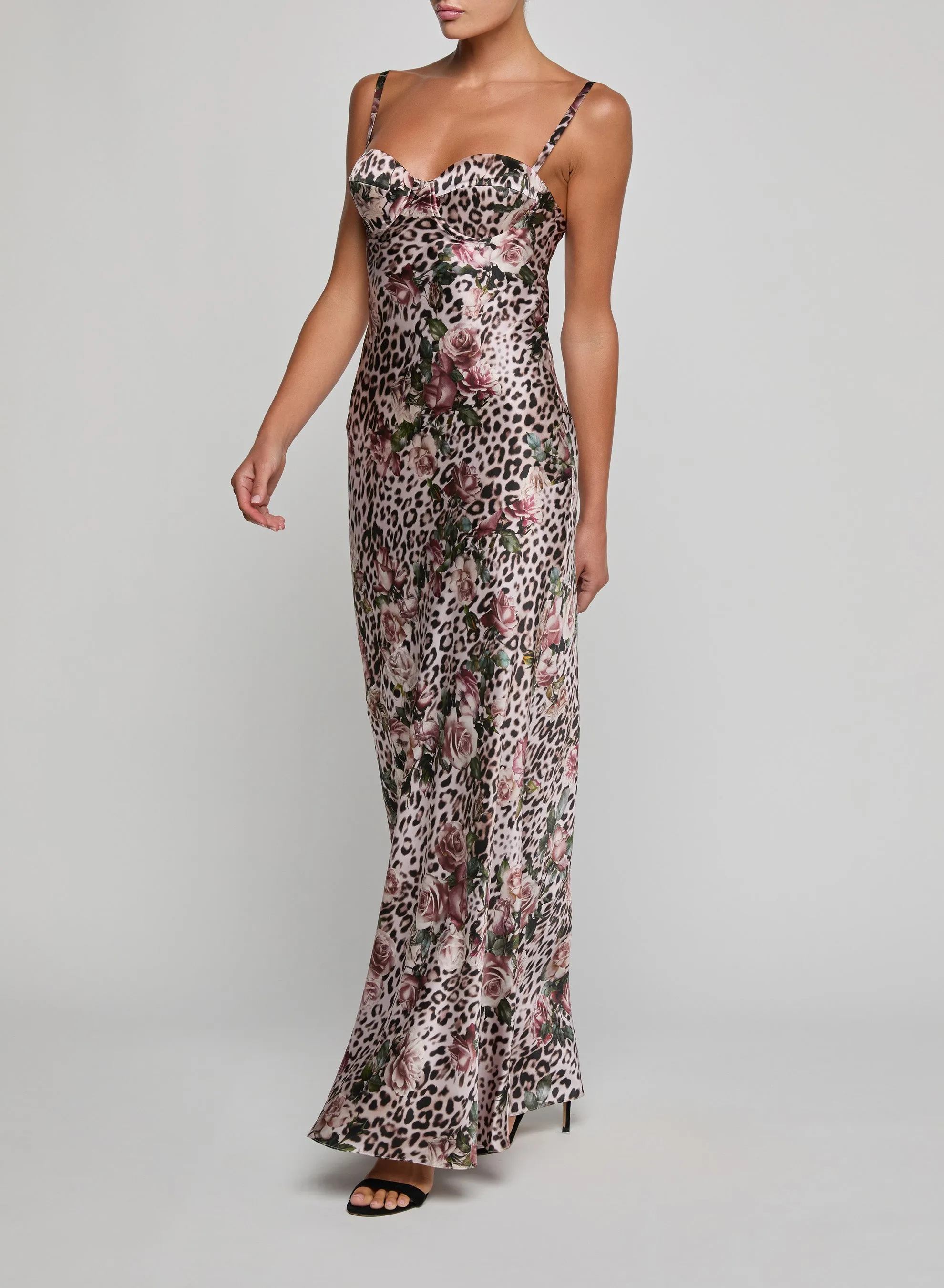 L'agence - Sayla Silk Gown - Multi Large Rose Cheetah sold by Jessie Boutique product image thumbnail 3