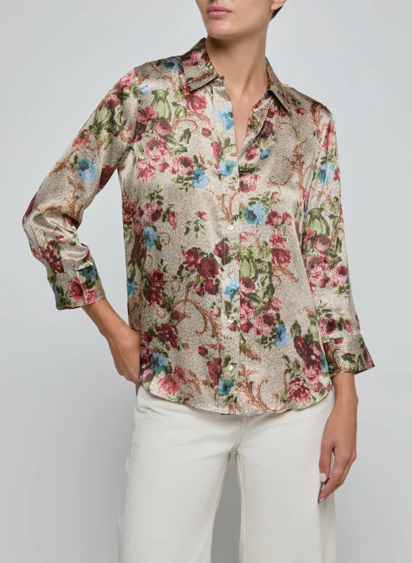 L'agence - Dani Silk Blouse - Multi Floral Tapestry sold by Jessie Boutique