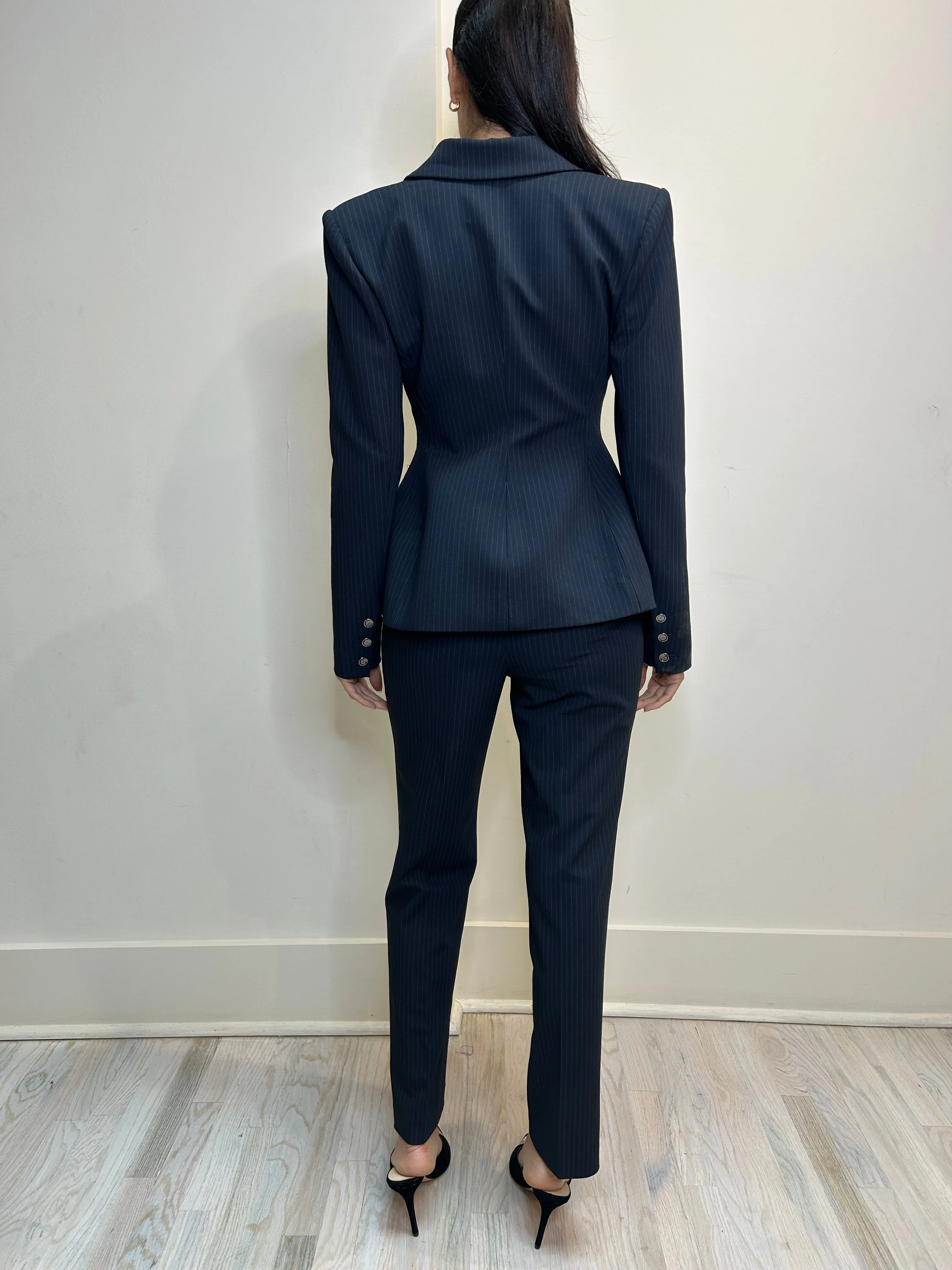 L'agence - Rebel Trouser - Midnight/Ivory Pinstripe sold by Jessie Boutique product image thumbnail 5