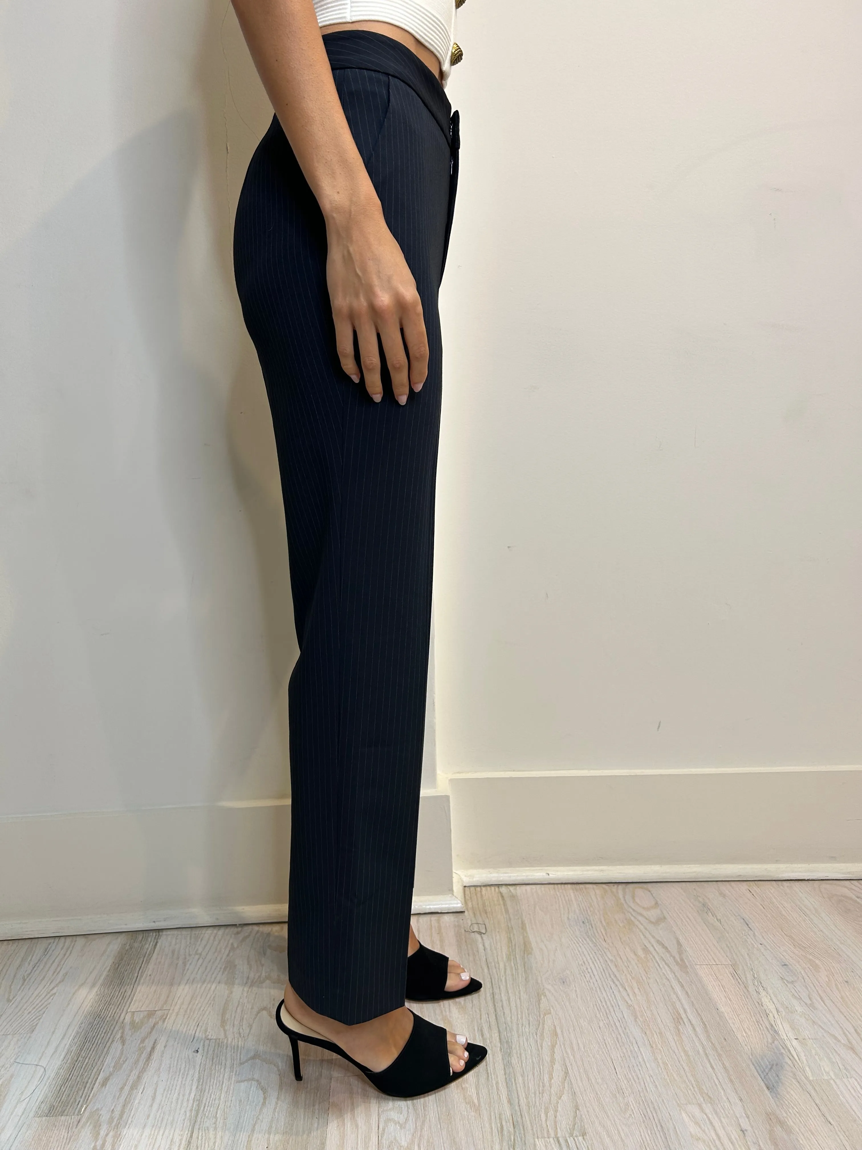 L'agence - Rebel Trouser - Midnight/Ivory Pinstripe sold by Jessie Boutique product image thumbnail 2