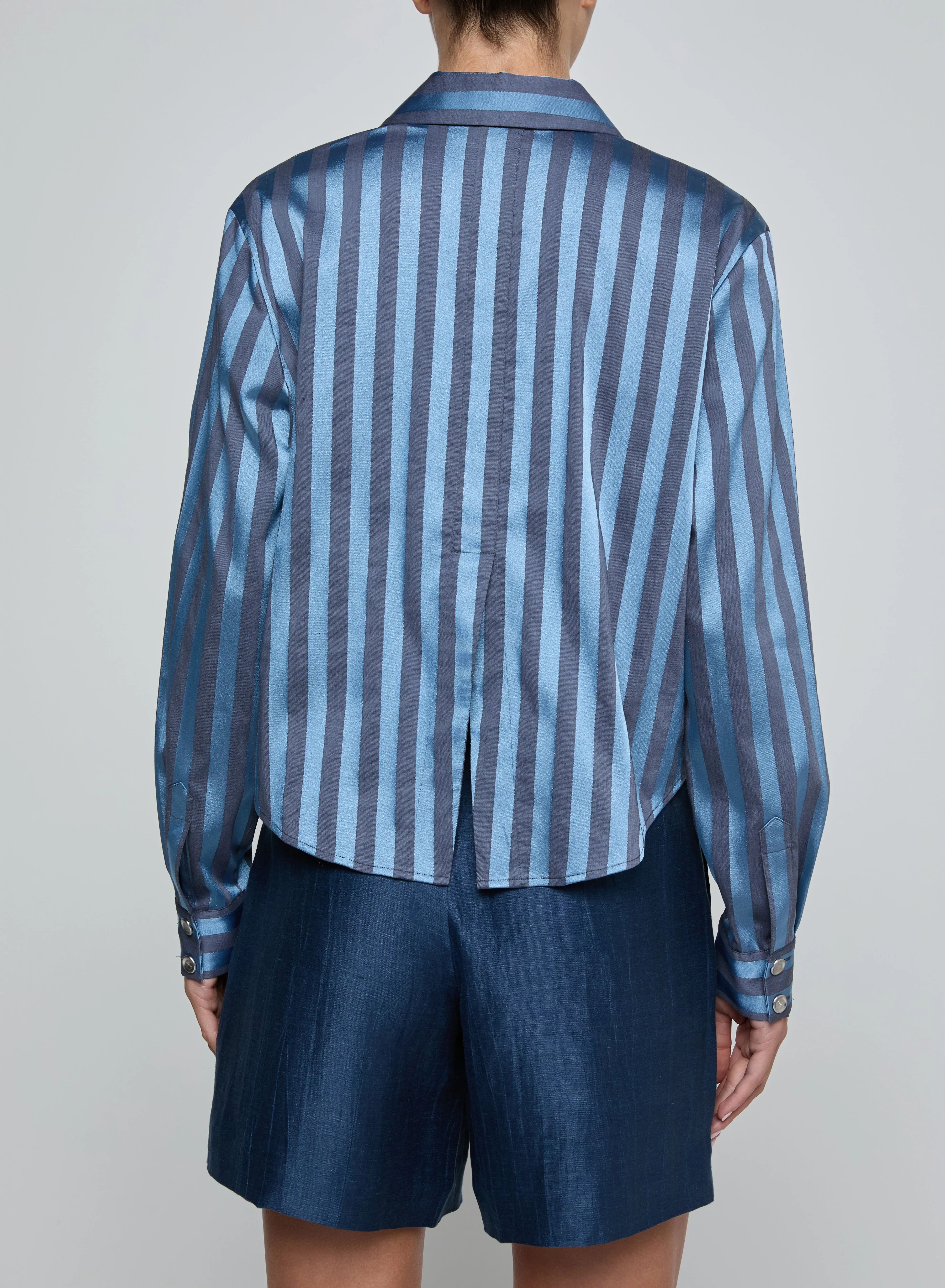 L'agence - Cosette Crop Shirt - Blue Multi Stripe sold by Jessie Boutique product image thumbnail 2