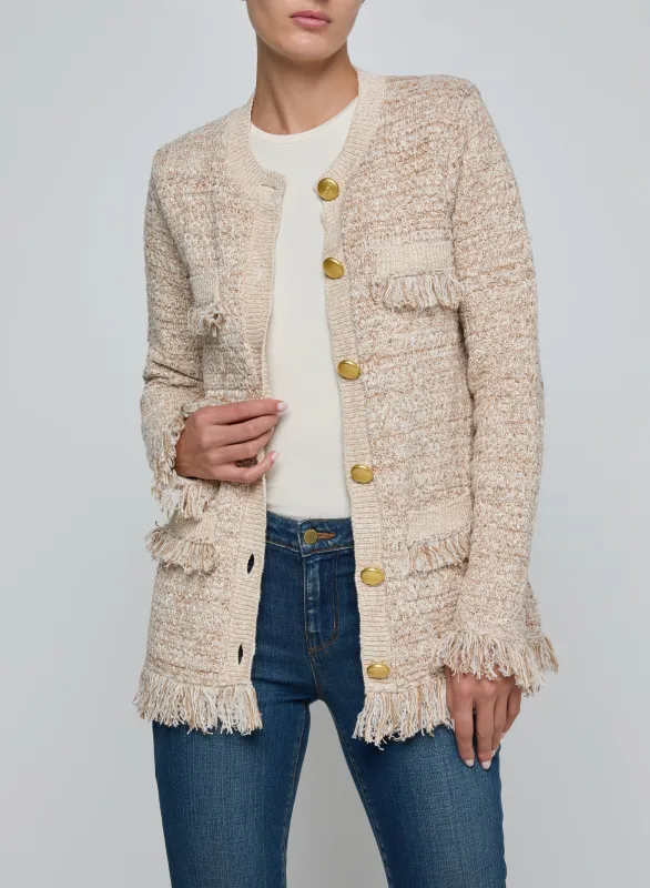 L'agence - Kastoria Fringe Cardigan - Natural Multi sold by Jessie Boutique