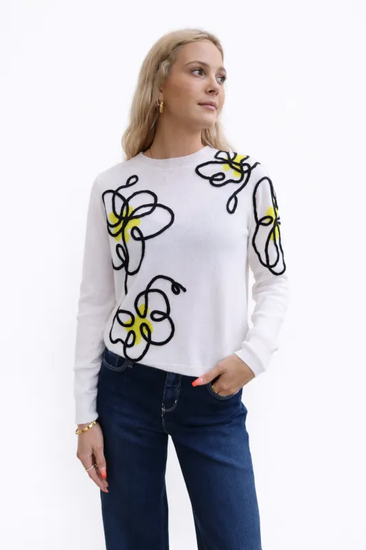 Autumn Cashmere - Floral Applique Crew - Multiple Colors sold by Jessie Boutique