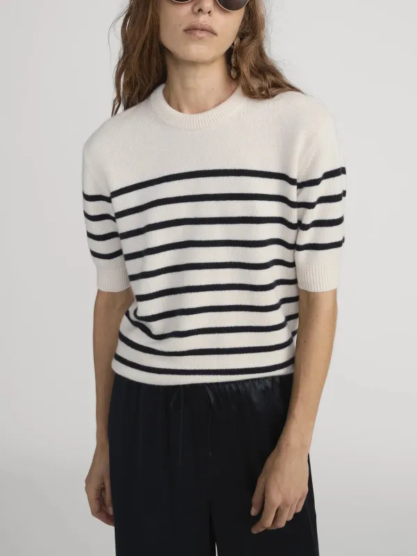 Frame - The Cashmere Easy Crew - Navy multi sold by Jessie Boutique