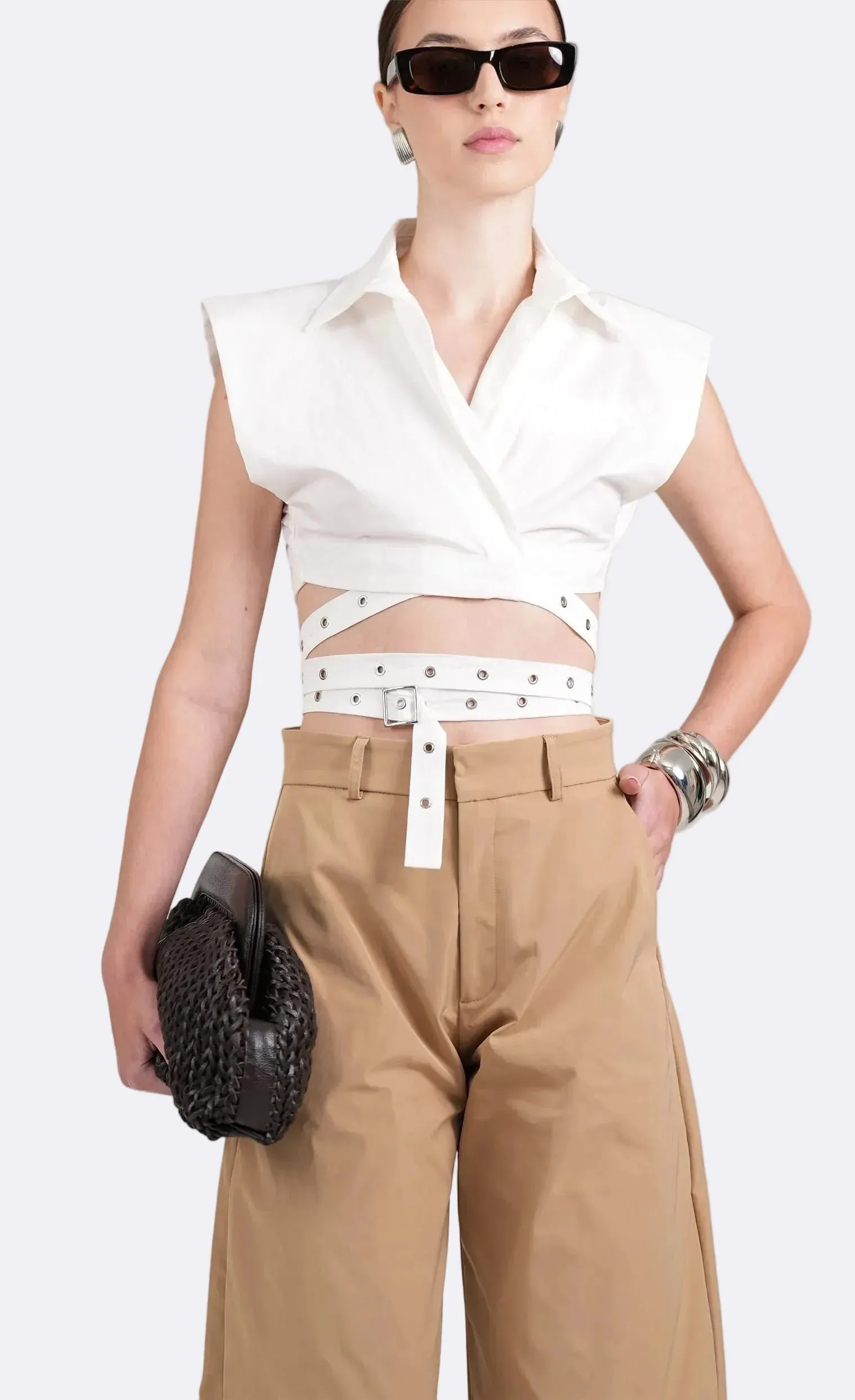 Nonchalant - Terry Crop - White sold by Jessie Boutique