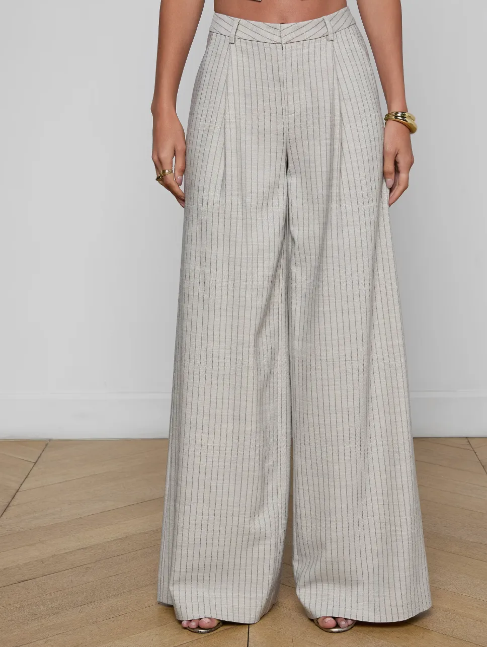 L’agence - Allanah Pinstriped Trouser - Grey/Tan Pinstripe sold by Jessie Boutique product image thumbnail 3