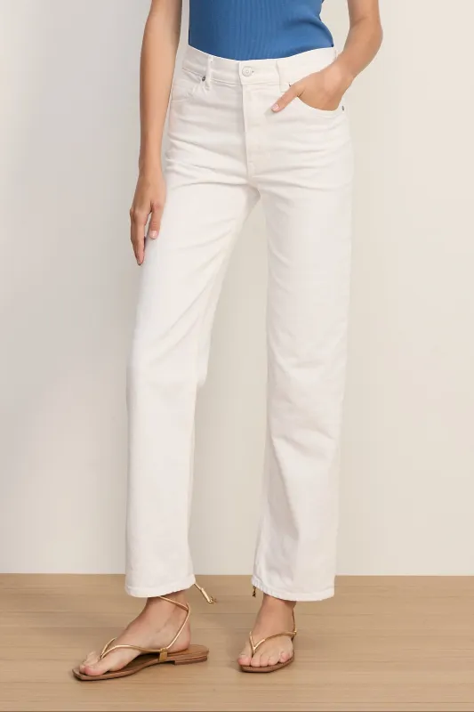 Veronica Beard - Leah Mid Rise Straight Leg - White sold by Jessie Boutique