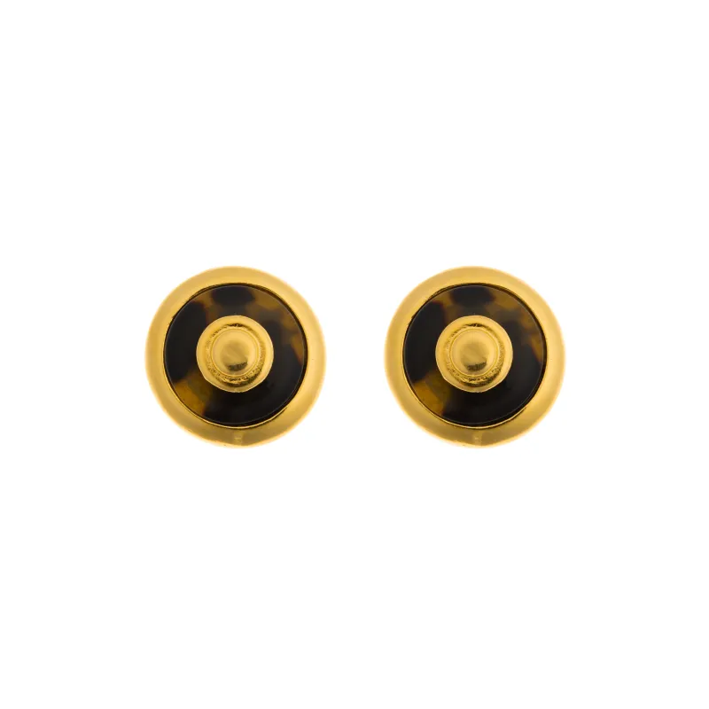 Ben-Amun - Round Stud Tortoise Earrings - Gold Plated made by Ben-Amun