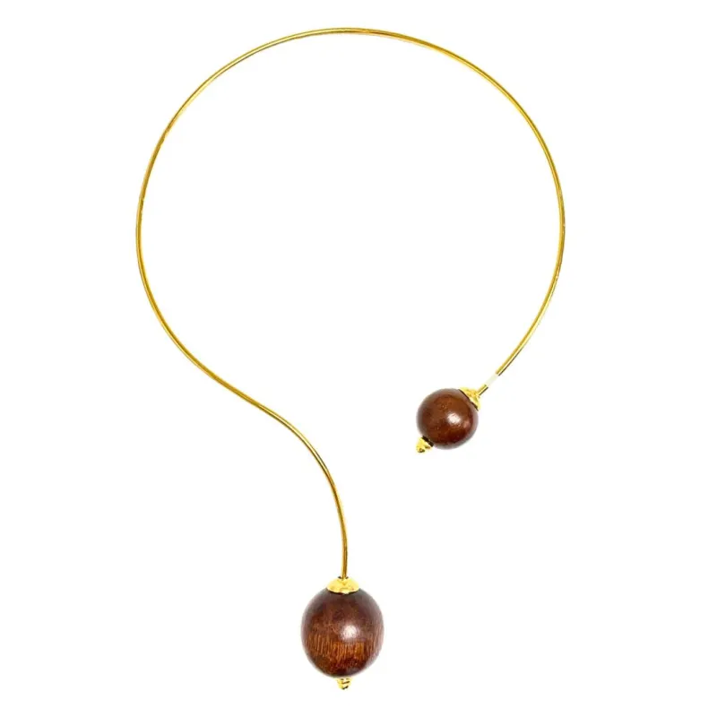 Ben-Amun - Moira Wood Necklace - Gold sold by Jessie Boutique