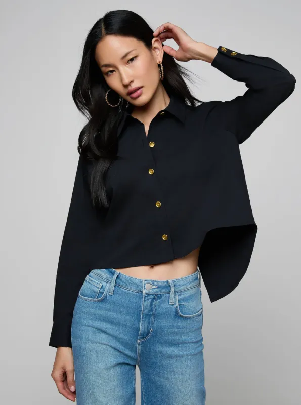 L'agence - Cosette Shirt - Black/Gold Wax Stamp sold by Jessie Boutique