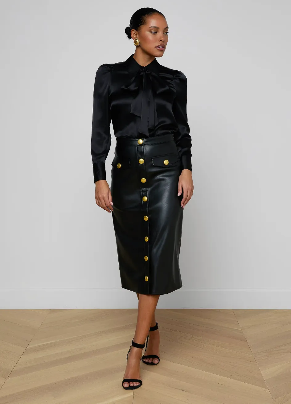 L’agence - Milann Vegan Leather Skirt - Black/Gold sold by Jessie Boutique product image thumbnail 4