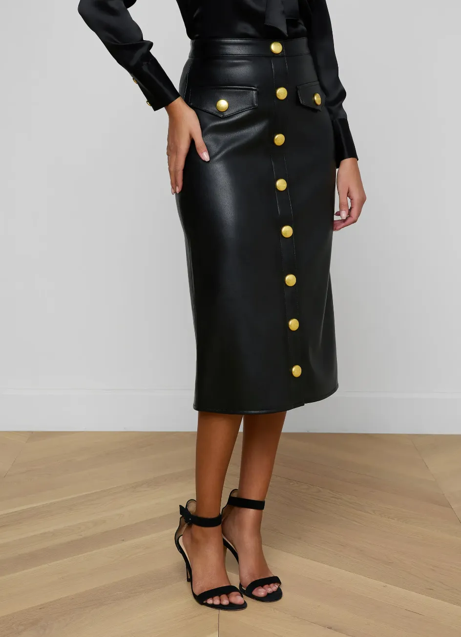 L’agence - Milann Vegan Leather Skirt - Black/Gold sold by Jessie Boutique product image thumbnail 2