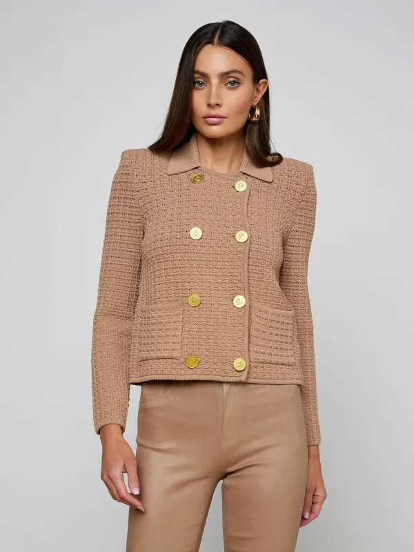 L’agence - Charlie Knit Jacket - Cappuccino/Gold sold by Jessie Boutique