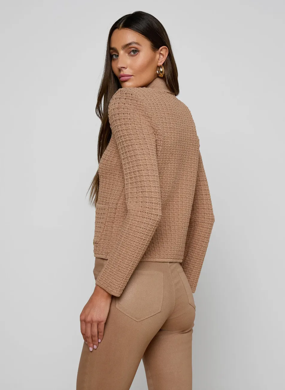 L’agence - Charlie Knit Jacket - Cappuccino/Gold sold by Jessie Boutique product image thumbnail 3