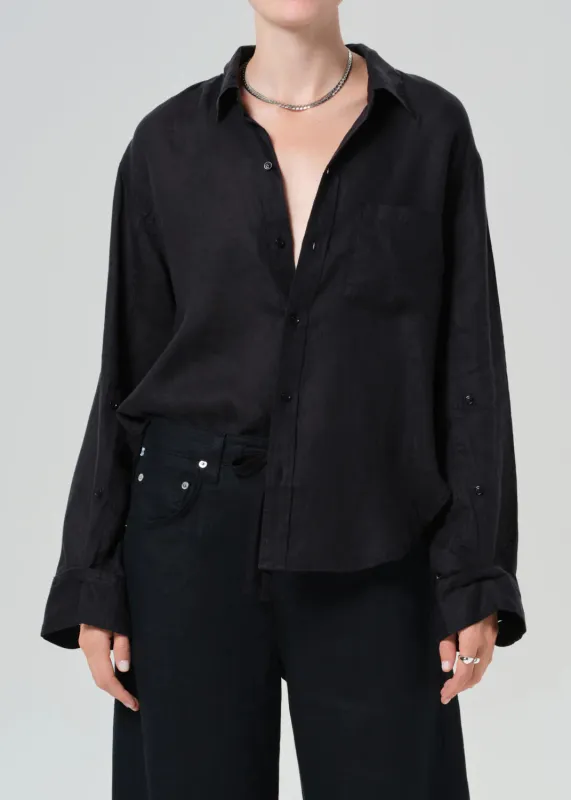 Citizens of Humanity - Kayla Shrunken Linen Shirt - Black sold by Jessie Boutique