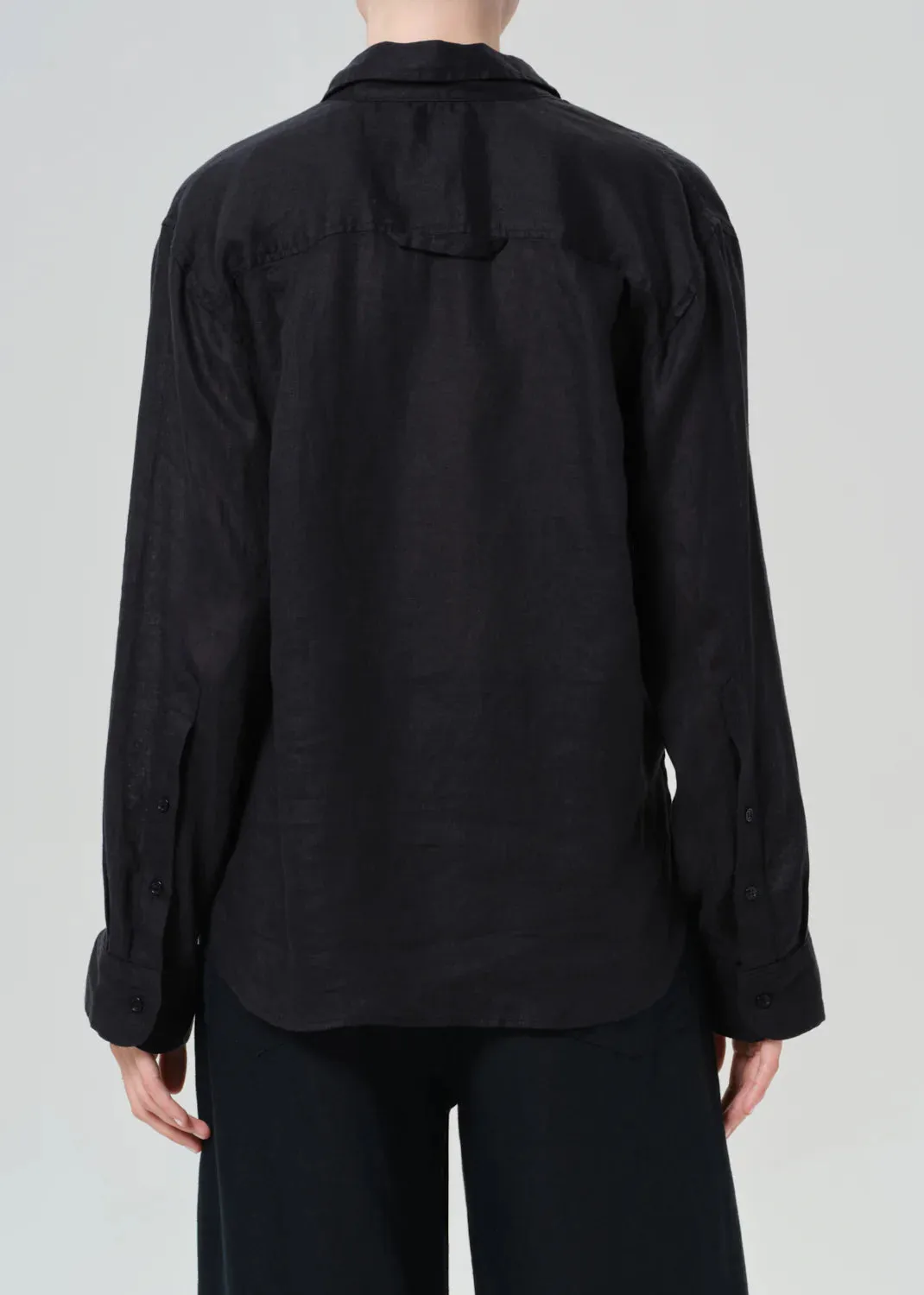 Citizens of Humanity - Kayla Shrunken Linen Shirt - Black sold by Jessie Boutique product image thumbnail 3