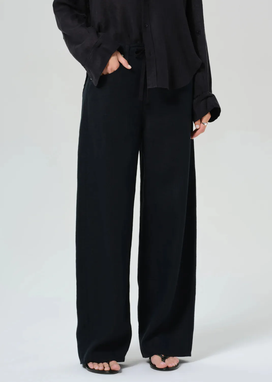 Citizens of Humanity - Brynn Drawstring Linen Trouser - Black sold by Jessie Boutique product image thumbnail 4