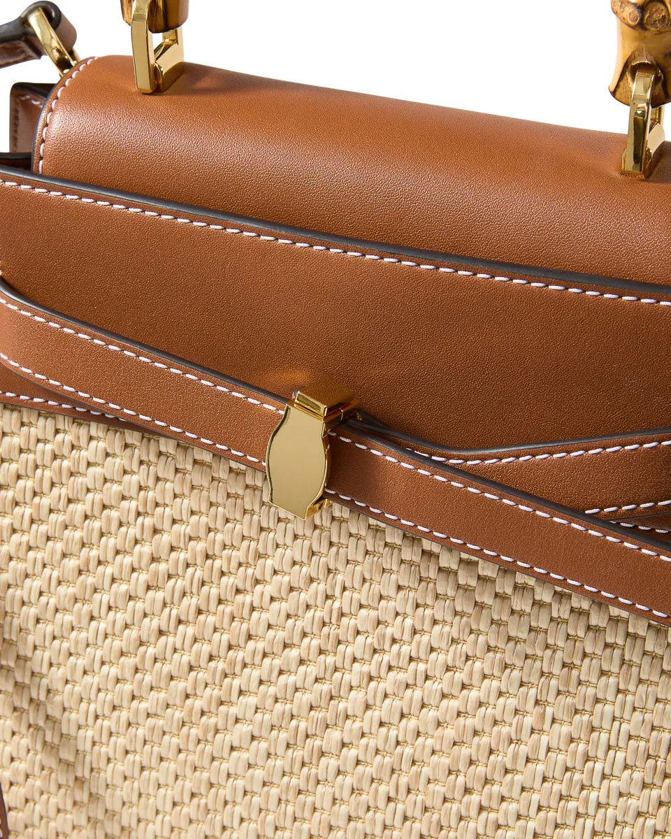Veronica Beard - Veronica Beard Raffia Dash Top-Handle Bag - Hazelwood/Natural sold by Jessie Boutique product image thumbnail 4
