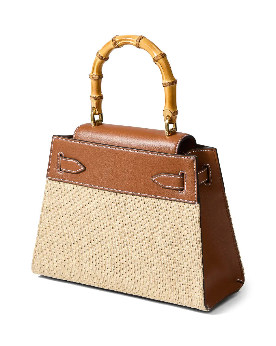 Veronica Beard - Veronica Beard Raffia Dash Top-Handle Bag - Hazelwood/Natural sold by Jessie Boutique product image thumbnail 5