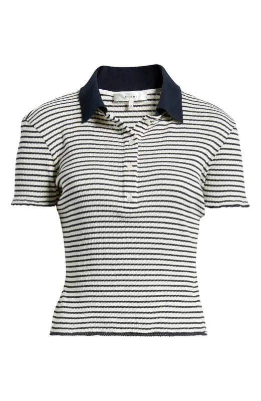 Frame - The Pointelle Polo - Navy Multi sold by Jessie Boutique
